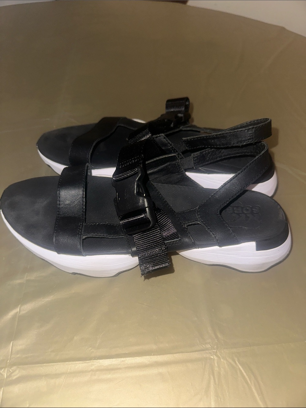 Sorel Women's Black Sport Sandals with White Sole